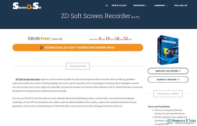 Offre promotionnelle : ZD Soft Screen Recorder 11.3.1 gratuit !