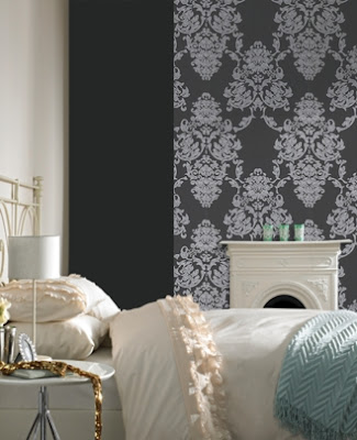 wallpaper design - damask wallpaper designs, Interior Bedroom decorating with damask wallpaper designs ideas