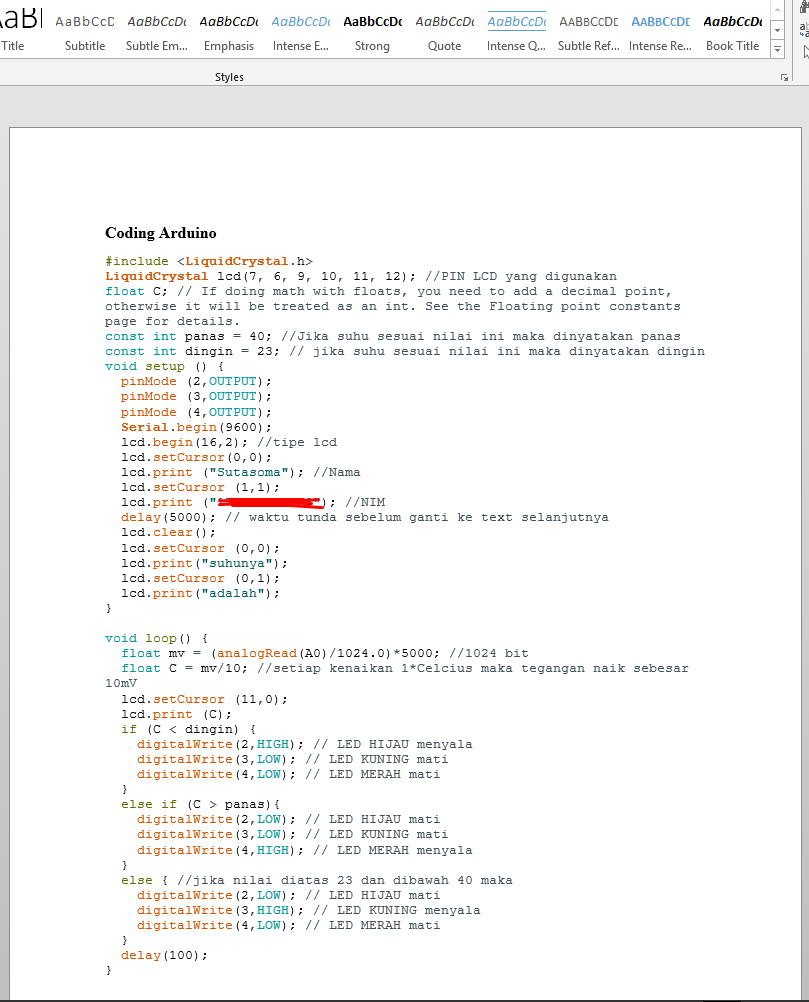 kode koding arduino ke microsoft word