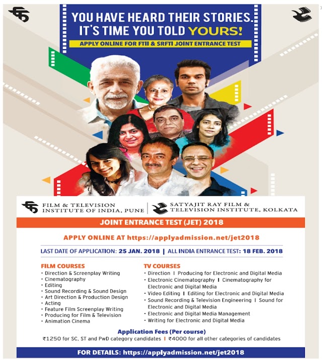 REGISTER FOR ADMISSION TO PUNE AND KOLKATA FILM INSTITUTE