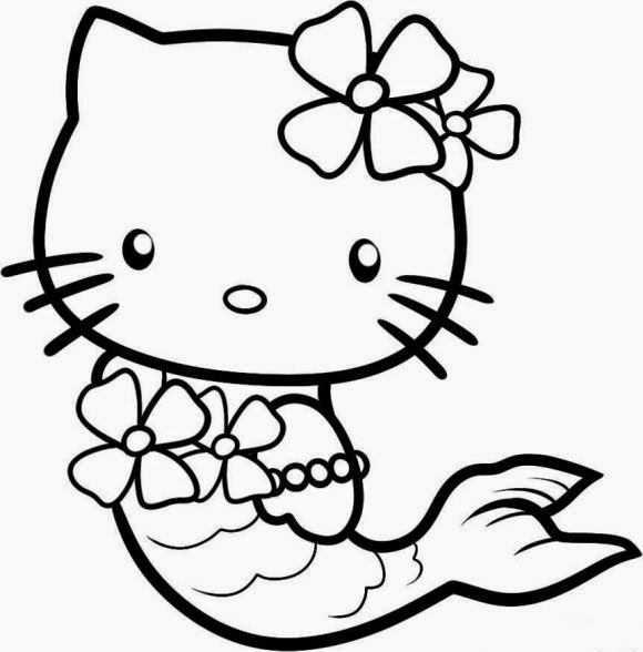 Printable Hello Kitty Coloring Pages Mermaid