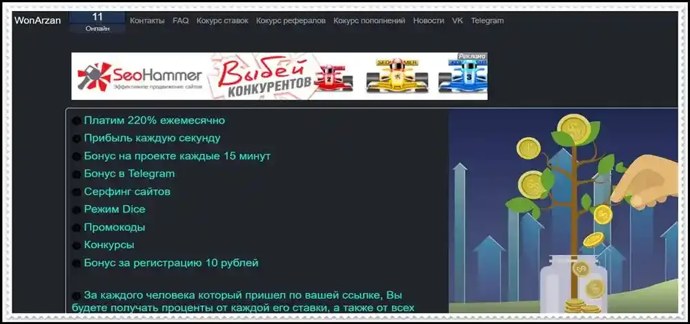 Мошеннический сайт wonarzan.site – Отзывы, развод, лохотрон? Мошенники
