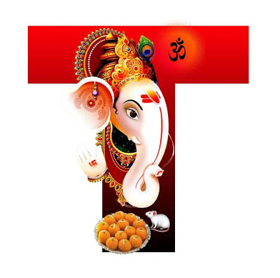 T Alphabet with Lord Ganesha Image