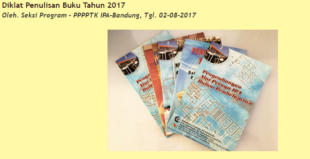 Diklat Penulisan Buku P4tk Ipa Tahun 2017