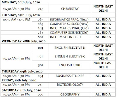 CBSE 12 Class Date Sheet 2020