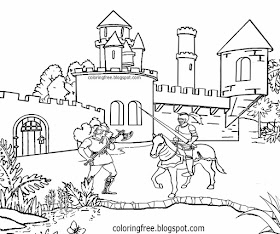 Wide moat water defense Middle Ages large fort medieval coloring castle drawing ideas for teenagers