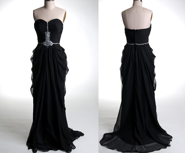 sweetheart ruffled black bridesmaid dresses