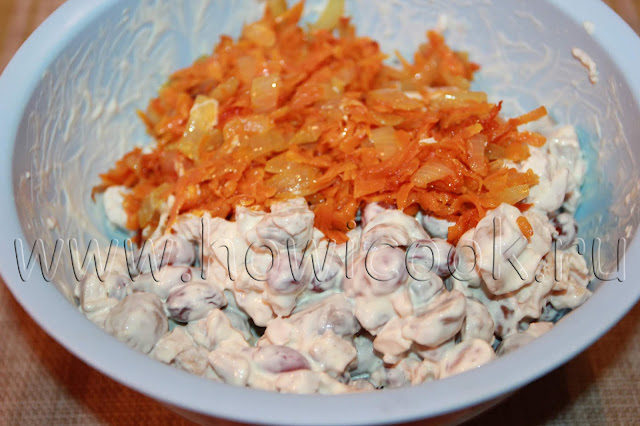 рецепт салата с курицей, фасолью и грецкими орехами с пошаговыми фото