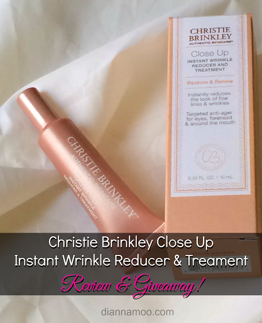 Christie Brinkley Close Up Instant Wrinkle Reducer & Treatment Review and Giveaway of 1000 free samples- Anti Aging Product. Claims to reduce fine lines, wrinkles & crows feet