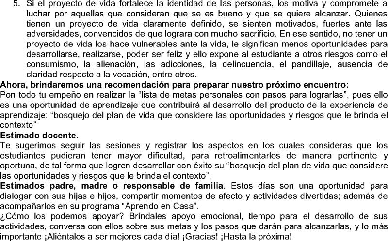 DPCC 3RO 4TO SEMANA 31 TAREA RETO TERCERO CUARTO SECUNDARIA APRENDO EN CASA  FICHA APRENDIZAJE PDF WORD AUDIO