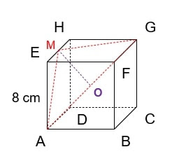 Diketahui kubus ABCD.EFGH dengan rusuk 8 cm. M adalah titik tengah EH. Jarak titik M ke AG adalah