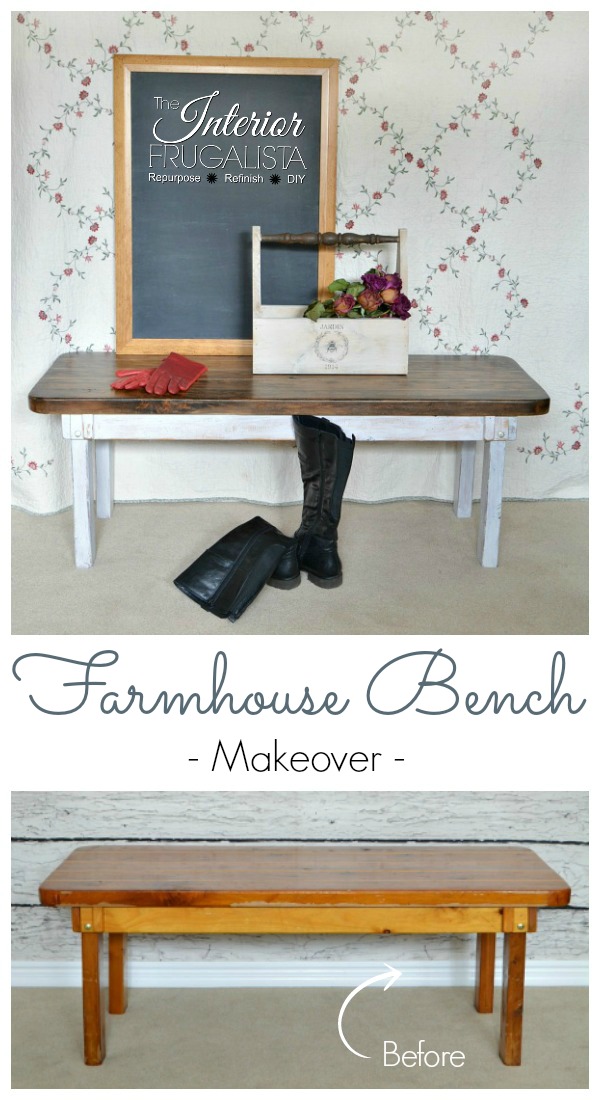 Farmhouse Bench Makeover Before and After