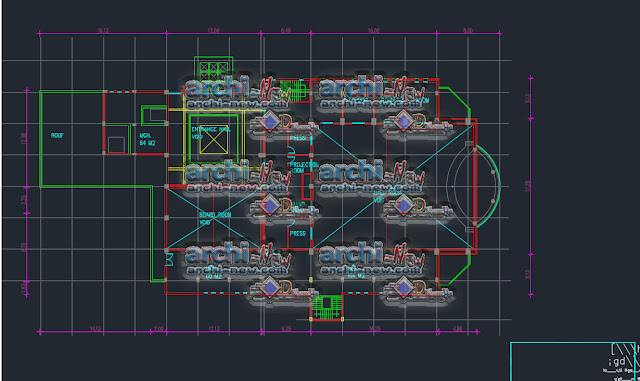 Building Conference Hall Section freecad Dwg 