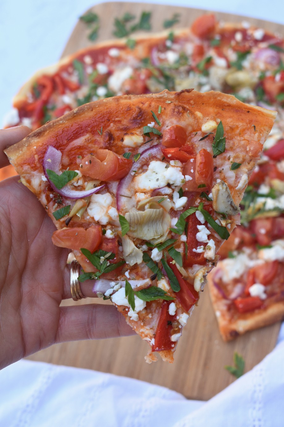 Greek Feta Pizza slice