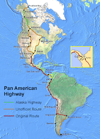 Mapa Ruta Panamericana y el Tapón de Darién