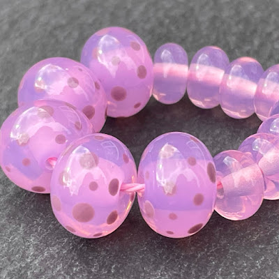Handmade lampwork glass beads made with Creation is Messy Dollhouse Misty