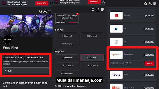 cara top up FF via pulsa Smartfren murah