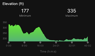 Screenshot of the elevation, which is up and down, then largely down, then up, then down, the mostly flat.