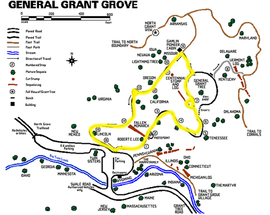 Map of Grant Grove, Kings Canyon NP