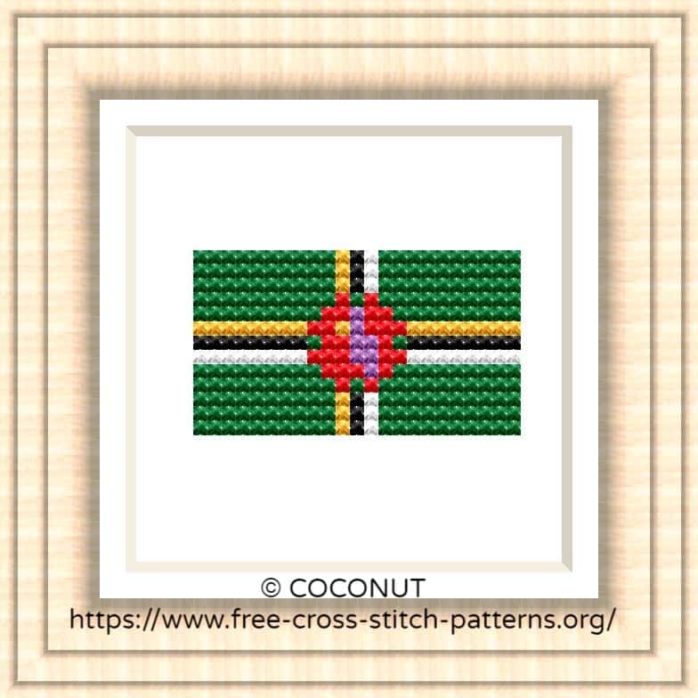 NATIONAL FLAG OF DOMINICA CROSS STITCH CHART