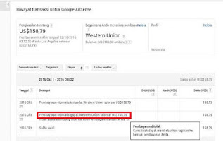 Pembayaran Google AdSense Lewat Western Union Gagal? Ini dia Penyebab dan Solusinya