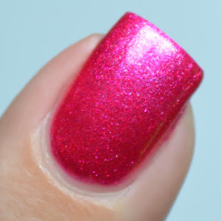 pink foil nail polish with shifting shimmer