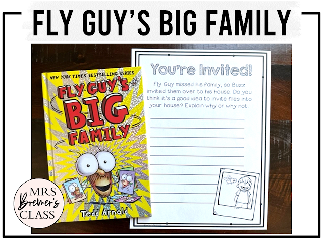 Fly Guy's Big Family book activities unit with literacy printables, reading comprehension worksheets, book companion activities, and lesson ideas for First Grade and Second Grade