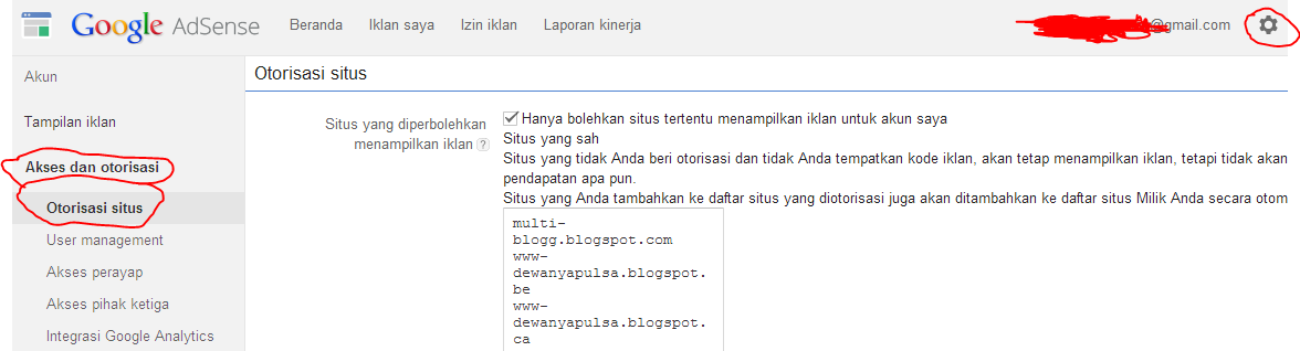 cara otorisasi situs google adsense