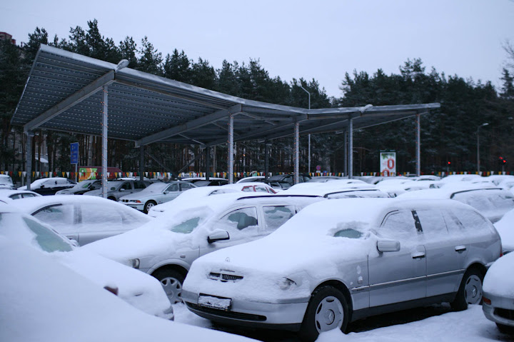 Cars under snow