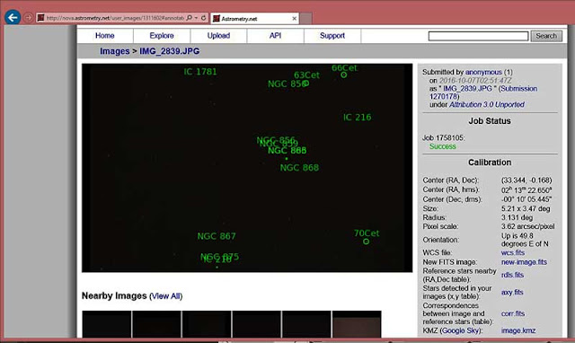 Palmia Observatory Astonomer uses astrometry.net to search for asteroid Ceres