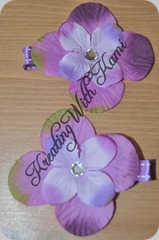 purple fabric with gem  flower clips 05_29_10