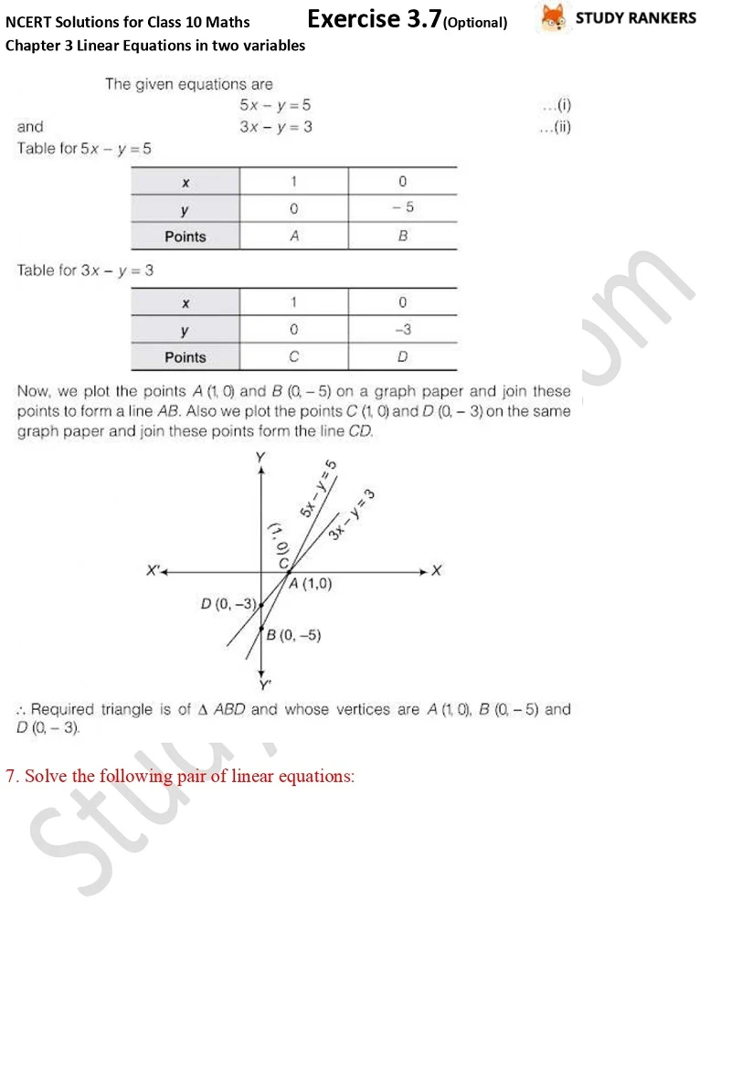 NCERT Solutions for Class 10 Maths Chapter 3 Pair of Linear Equations in Two Variables Exercise 3.7 Part 5