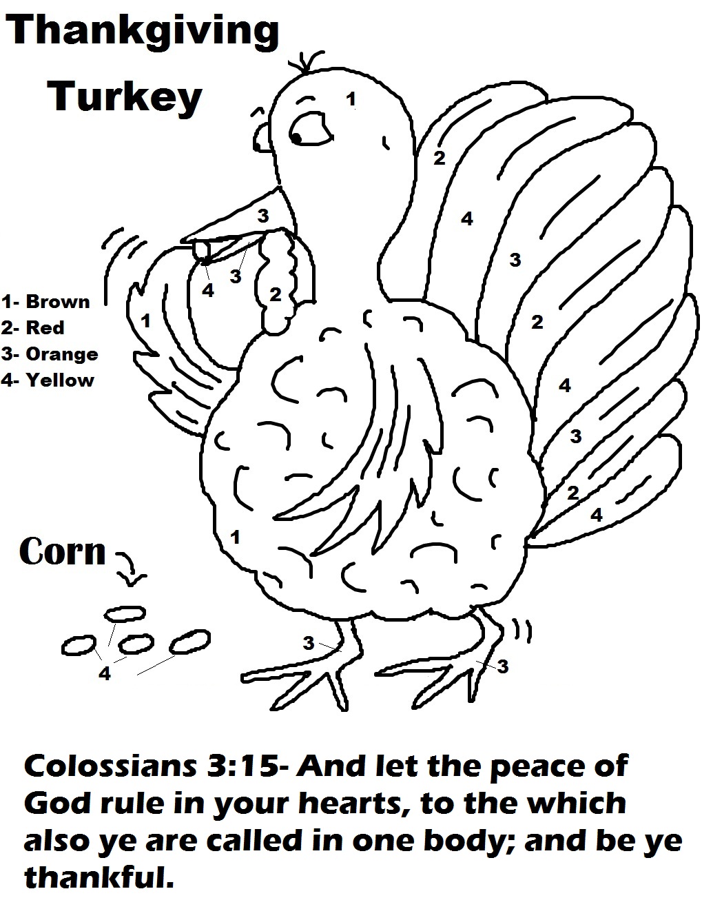 Number Turkey Coloring Sheets 9