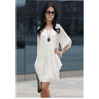 Site Blogspot  Chiffon Dresses on Dresses Women Short Elastic Cuffs Chiffon Dress