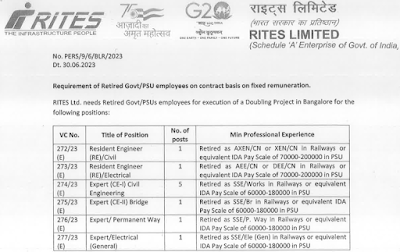 Resident Engineer and Expert Civil Electrical Engineering Job Opportunities RITES