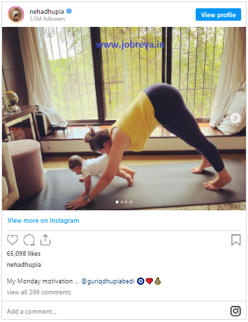 Neha Dhupia yoga with her son Gurik latest photos viral