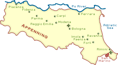 Mapa de Emilia-Romaña Imagen