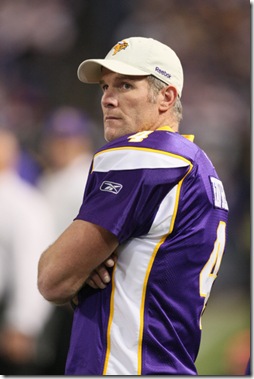 January 17 2010: Minnesota Vikings quarterback Brett Favre (4). The Minnesota Vikings defeated the Dallas Cowboys by a score of 34 to 3 at Mall of America Field at H.H.H. Metrodome, Minneapolis, MN.