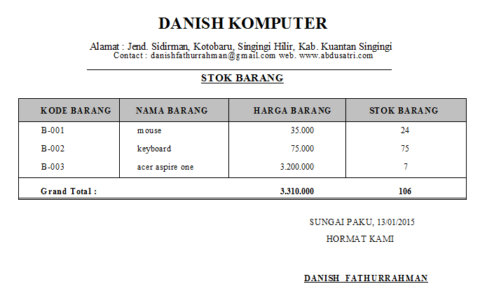 Source Kode Program Penjualan Dengan Visual Basic - DANISH. F