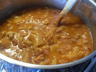 Cocinando los callos.