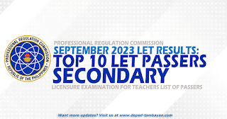 September 2023 LET Result: Top 10 Passers Secondary Level