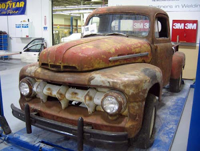 Justin Lilly's 1951 Ford pickup before work was started at Washtenaw 