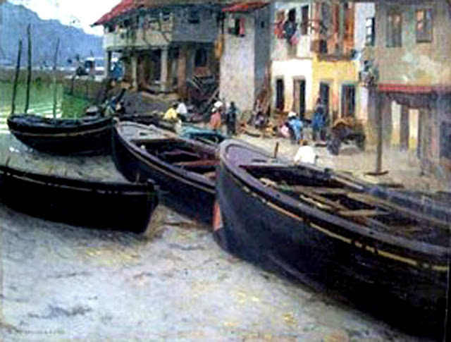 Cudillero, Enrique Martínez Cubells, Pintor español, Pintores españoles, Martínez Cubells, Paisajes de Enrique Martínez Cubells, Pintores Valencianos