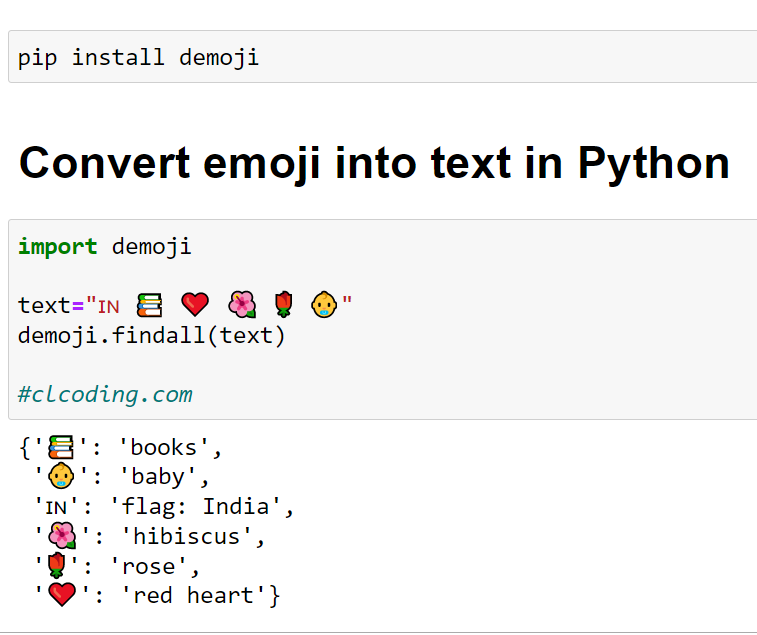 Day 79 : Convert emoji into text in Python ~ Computer Languages (clcoding)