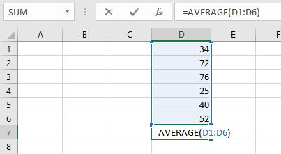 Contoh fungsi average untuk menghitung nilai rata-rata