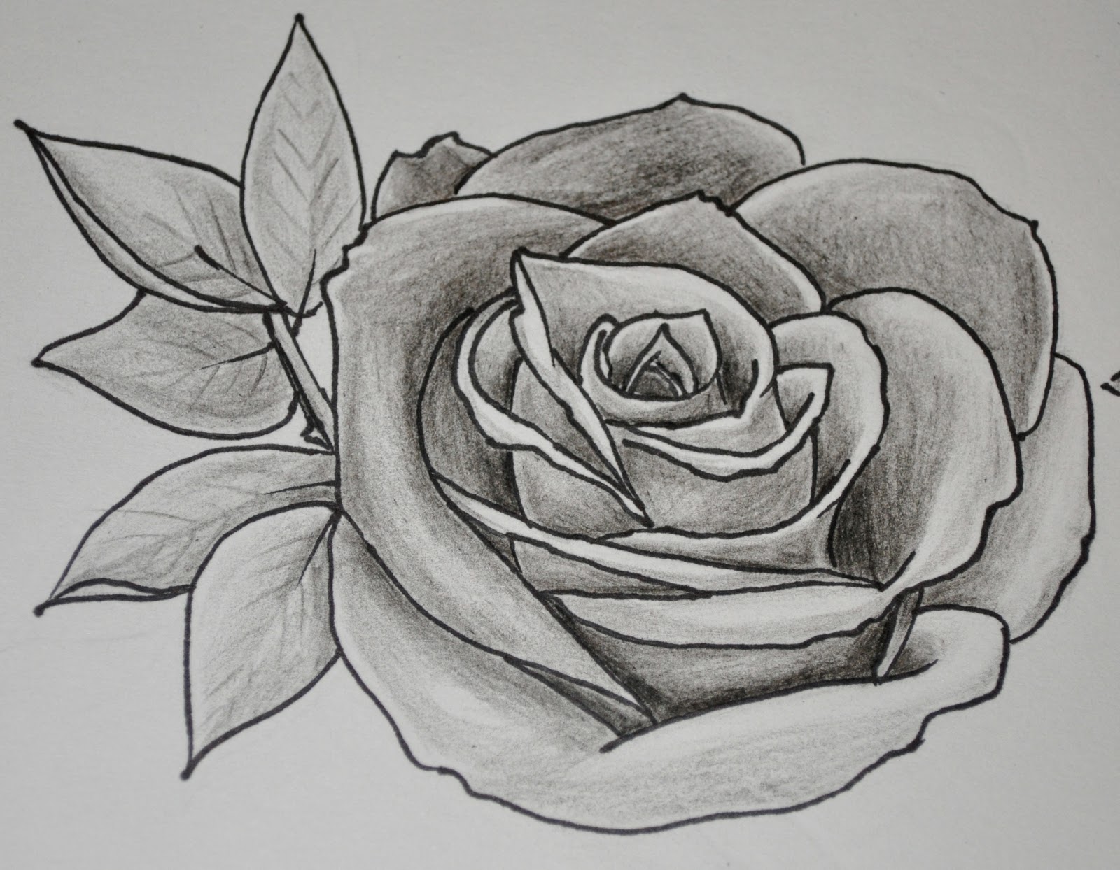 Black And White Shaded Flower Drawing