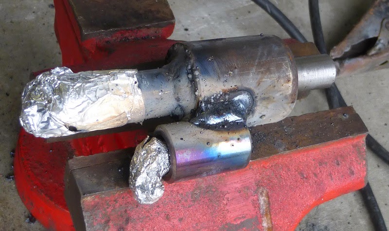 after welding burner pieces with foil