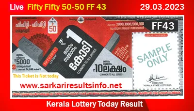 Kerala Lottery Result 29.03.2023 Fifty Fifty FF 43