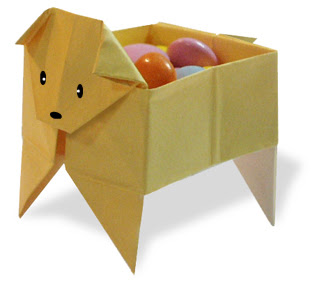 How to fold origami Dog's Box - Gấp hộp giấy hình con chó