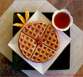 Coffee and Bacon Wake Up Waffles: all the flavors of breakfast in a light and crispy waffle | Recipe developed by www.BakingInATornado.com | #recipe #breakfast